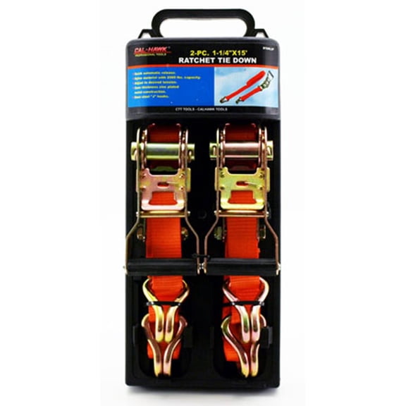 "Cal Hawk Tools 2-pc. 15' x 1-1/4"" Ratchet Tie Down"