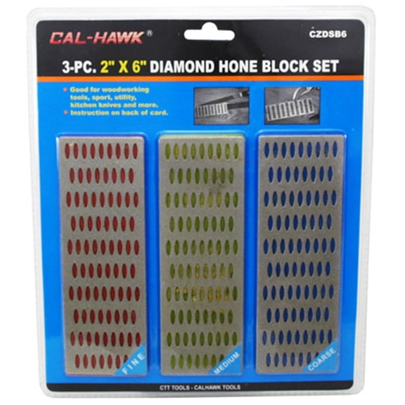 "Cal Hawk Tools 3-pc. 2"" x 6"" Diamond Hone Block Set"
