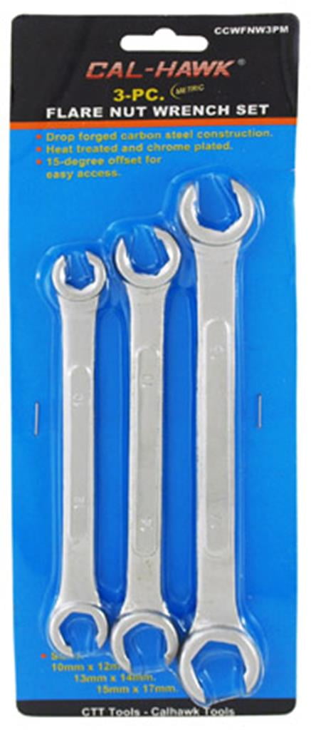 "Cal Hawk Tools 3-pc. Flare Nut Wrench Set - Metric"
