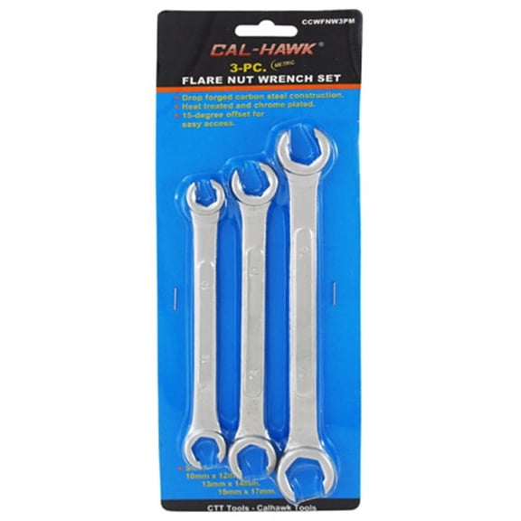 "Cal Hawk Tools 3-pc. Flare Nut Wrench Set - Metric"