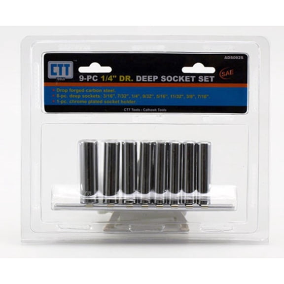 Cal Hawk Tools 9-pc. 1/4" Drive Deep SAE Socket Set