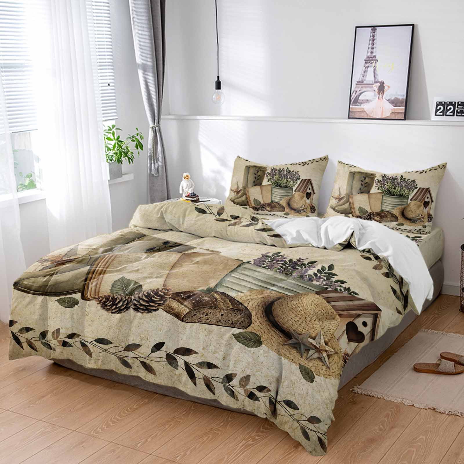 Cal King 4 Piece Bedding Set Retro Farmhouse Theme Soft Breathable ...