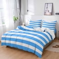 thumbnail image 1 of Cal King 4 Piece Bedding Set Simple Blue Striped Soft Breathable Duvet Cover and Pillowcase,Modern Geometric Line Duvet Cover Set Washable Bed Sheets for Bedroom Dormitory Guest Room, 1 of 9