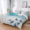 thumbnail image 1 of Cal King 4 Piece Bedding Set Summer Beach Butterfly Watercolor Soft Breathable Duvet Cover and Pillowcase,Seaside Blue Wave Duvet Cover Set Washable Bed Sheets for Bedroom Dormitory Guest Room, 1 of 9
