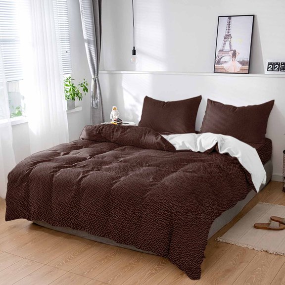 Cal King 4 Piece Bedding Set Vintage Brown Cowboy Texture Art Soft Breathable Duvet Cover and Pillowcase,Leather Abstract Style Duvet Cover Set Washable Bed Sheets for Bedroom Dormitory Guest Room