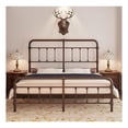 thumbnail image 1 of Cal-King-Bed-Frame with headboard Giselle-Vintage Antique-Metal - Iron Platform Mattress Foundation,49 inch High,No Box Spring Needed(Brown), 1 of 5