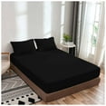 thumbnail image 1 of Cal-King Fitted Sheet Only, Softest 400 Thread Count 100% Cotton Sateen, 18" deep Pocket, All-Around Elastic, Black, 1 of 3