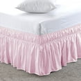 thumbnail image 1 of Cal-King Size Bed Skirt (72" x 84") Elastic Wrap Around, 100% Cotton Dust Ruffle, Easy Fit with 14" Tailored Drop, 400TC Shrinkage and Fade Resistant Bed Frame Cover - Pink Solid., 1 of 6