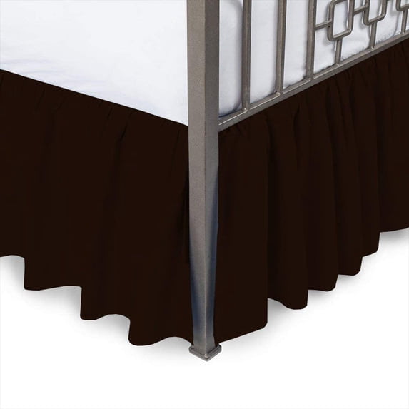 Cal-King Size Bed Skirt with Split Corners - 14 Inch Drop Smooth & Soft Ruffle Bed Frame Cover (Cal-King 72 x 84) Wrinkle & Fade Resistant, 100% Brushed Microfiber - Chocolate Solid.
