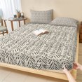 thumbnail image 1 of Cal.King Size Fitted Sheet Set - Beige Black Striped 3 Piece Bedding Sets 16" Deep Pocket Fitted Sheet with 2 Pillowcases, Abstract Modern Art Irregular Stripe Brushed Microfiber Hotel Bed Sheets, 1 of 9