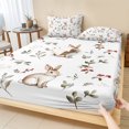thumbnail image 1 of Cal.King Size Fitted Sheet Set - Botanical Rabbit 3 Piece Bedding Sets 16" Deep Pocket Fitted Sheet with 2 Pillowcases, Watercolor Pastoral Plant Leaves Flower Brushed Microfiber Hotel Bed Sheets, 1 of 9