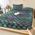 thumbnail image 1 of Cal.King Size Fitted Sheet Set - Coastal Teal Green 3 Piece Bedding Sets 16" Deep Pocket Fitted Sheet with 2 Pillowcases, Modern Ocean Mermaid Scales Brushed Microfiber Hotel Luxury Bed Sheets, 1 of 9