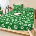 thumbnail image 1 of Cal.King Size Fitted Sheet Set - Green Flowers 3 Piece Bedding Sets 16" Deep Pocket Fitted Sheet with 2 Pillowcases, Nature Farmhouse Botanical Wild Floral Brushed Microfiber Hotel Luxury Bed Sheets, 1 of 9