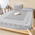 thumbnail image 1 of Cal.King Size Fitted Sheet Set - Grey Boho 3 Piece Bedding Sets 16" Deep Pocket Fitted Sheet with 2 Pillowcases, Modern Geometric Bohemia Abstract Textured Brushed Microfiber Hotel Luxury Bed Sheets, 1 of 9
