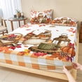 thumbnail image 1 of Cal.King Size Fitted Sheet Set - Hedgehog Fall 3 Piece Bedding Sets 16" Deep Pocket Fitted Sheet with 2 Pillowcases, Thanksgiving Pine Cones Maple Leaves Plaid Brushed Microfiber Hotel Bed Sheets, 1 of 9
