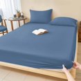 thumbnail image 1 of Cal.King Size Fitted Sheet Set - Pure Slate Blue 3 Piece Bedding Sets 16" Deep Pocket Fitted Sheet with 2 Pillowcases, Modern Solid Color Minimalist Art Brushed Microfiber Hotel Luxury Bed Sheets, 1 of 9