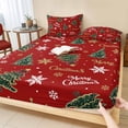 thumbnail image 1 of Cal.King Size Fitted Sheet Set - Red Christmas 3 Piece Bedding Sets 16" Deep Pocket Fitted Sheet with 2 Pillowcases, Xmas Tree Snowflake Stars Farmhouse Brushed Microfiber Hotel Luxury Bed Sheets, 1 of 9