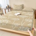thumbnail image 1 of Cal.King Size Fitted Sheet Set - Rustic Botanical 3 Piece Bedding Sets 16" Deep Pocket Fitted Sheet with 2 Pillowcases, Retro Farmhouse Floral Flowers Light Brown Brushed Microfiber Hotel Bed Sheets, 1 of 9