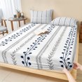 thumbnail image 1 of Cal.King Size Fitted Sheet Set - Simple Striped 3 Piece Bedding Sets 16" Deep Pocket Fitted Sheet with 2 Pillowcases, Modern Minimalist Lines Pattern Brushed Microfiber Hotel Luxury Bed Sheets, 1 of 9