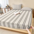 thumbnail image 1 of Cal.King Size Fitted Sheet Set - Striped Farmhouse 3 Piece Bedding Sets 16" Deep Pocket Fitted Sheet with 2 Pillowcases, Light Brown Vintage Rustic Lines Simple Brushed Microfiber Hotel Bed Sheets, 1 of 9