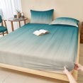 thumbnail image 1 of Cal.King Size Fitted Sheet Set - Teal Blue Ombre 3 Piece Bedding Sets 16" Deep Pocket Fitted Sheet with 2 Pillowcases, Contemporary Gradient Abstract Art Brushed Microfiber Hotel Luxury Bed Sheets, 1 of 9