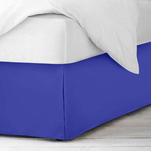 Cal-King Size Pleated Bed Skirt (72" x 84") with 12" Ideal Drop, Wrinkle Free & Soft 100% Microfiber Polyester, Stylish Pleated Bed Valances - Royal Blue Solid.