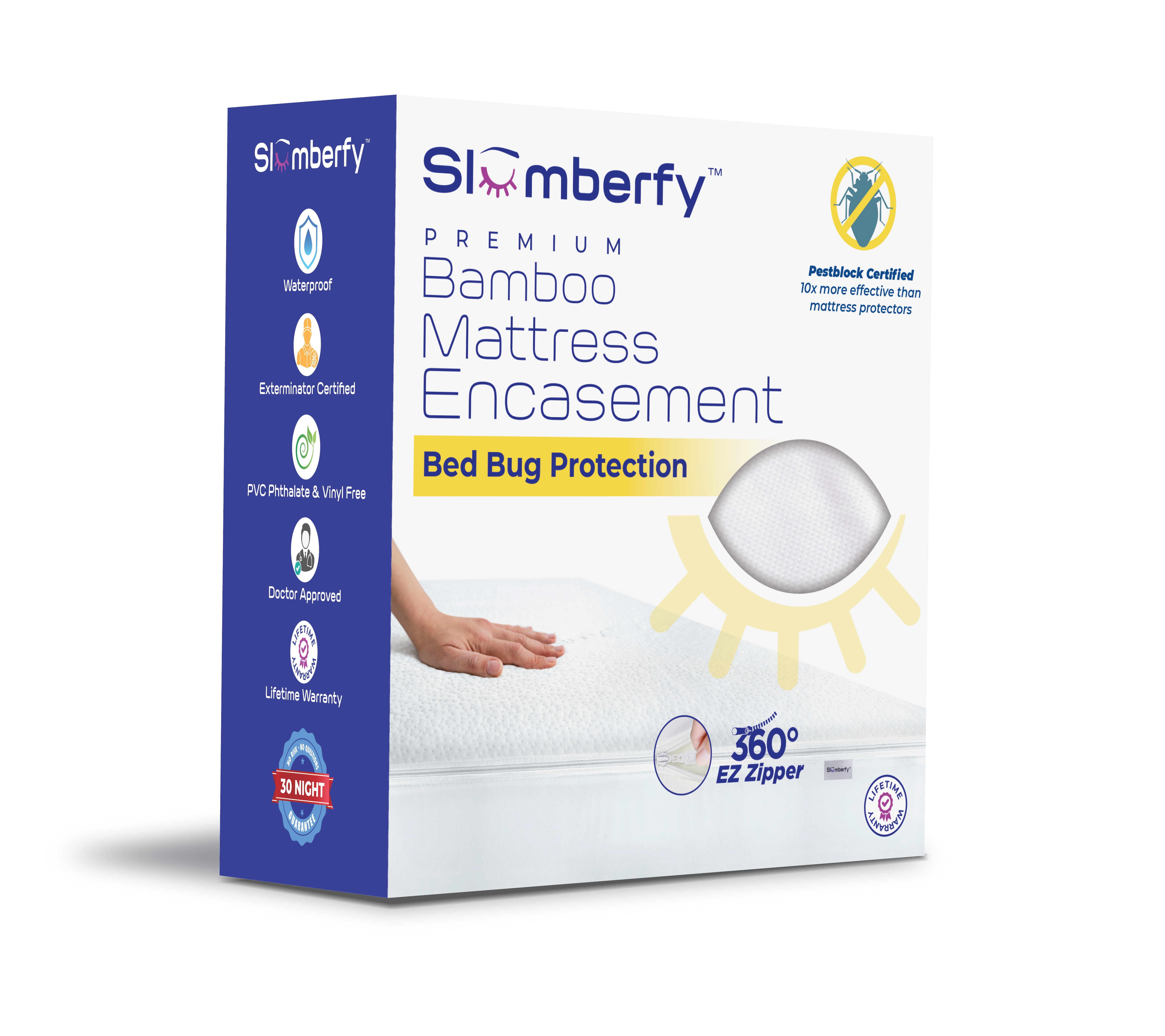 Cal King Size Waterproof Bamboo Mattress Encasement by Slumberfy
