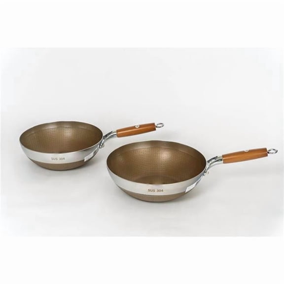 Cal Kitchen BZ0028 11-Inch Stainless Steel Non-Stick Wok (28cm)  Family Size Stir Fry Pan  Durable & Easy Clean