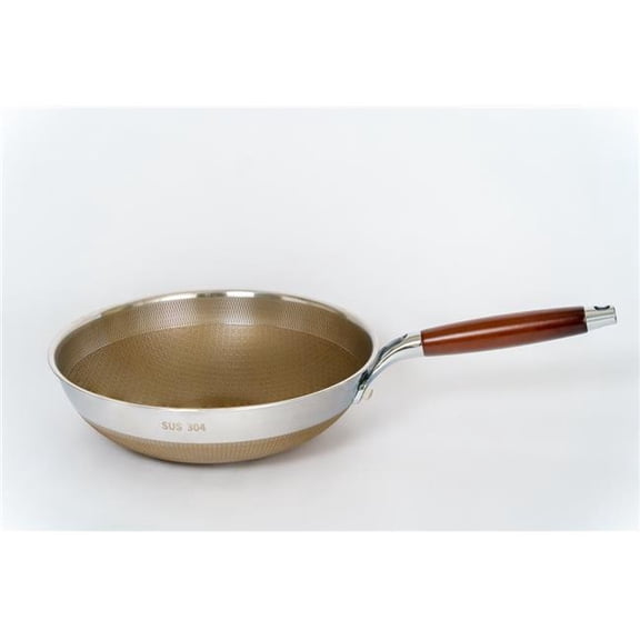 Cal Kitchen BZ0030 12-Inch Stainless Steel Non-Stick Wok (30cm)  Compact Stir Fry Pan for 12 People  Even Heat & Easy Cleanup