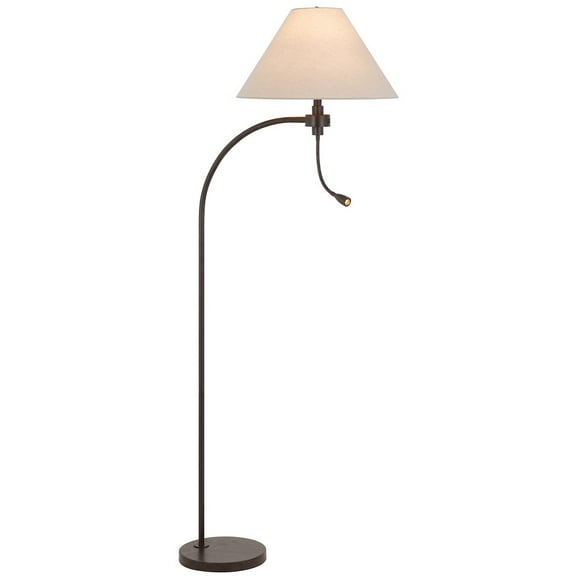 Cal Lighting 100W 3 way Ashland mini arc metal floor lamp with gooseneck 2W led reading light