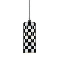 Cal Lighting 5" Modern Metal and Glass Pendant with Canopy in Black/White