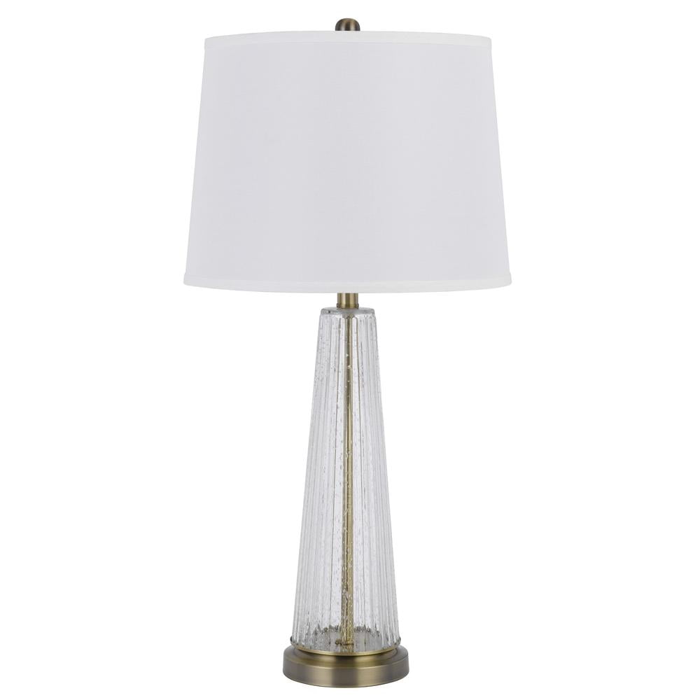Cal Lighting 150W 3 Way Huxley Glass Table Lamp With Hardback Fabric ...