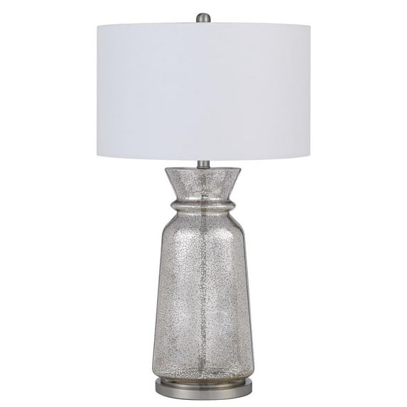 Cal Lighting 150W 3 Way Keswick Glass Table Lamp With Hardback Fabric Shade (Sold In Pairs)
