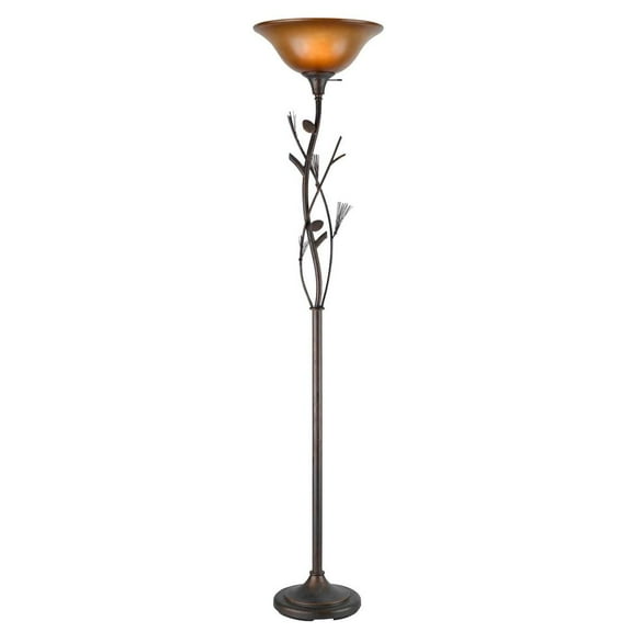 Cal Lighting Pinecone 16" 3-way Metal Torchiere Floor Lamp in Rust Brown