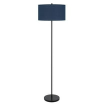 Cal Lighting 150W 3 Wayt Cromwell Metal Floor Lamp With Navy Blue Linen Shade