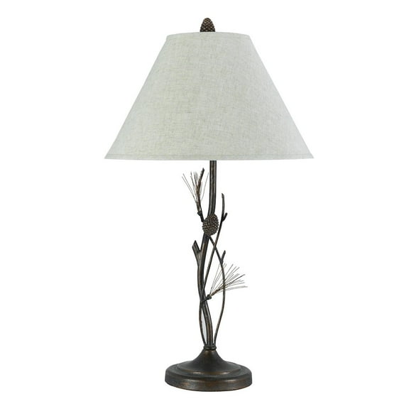 Cal Lighting 18" Durable Metal and Fabric Table Lamp in Brown/White