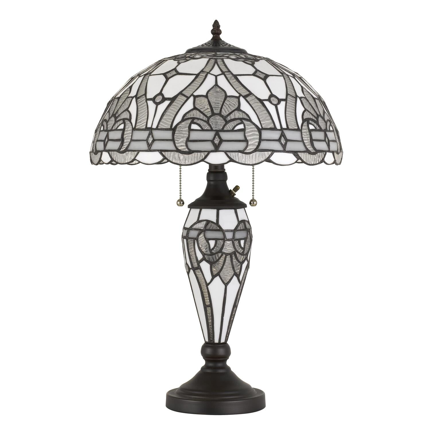Adjustable Black Tiffany Style Stained Glass Table Lamp with Night Light