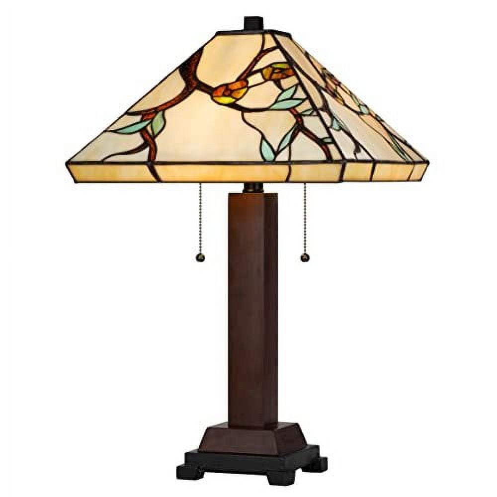 Multicolor Stained Glass Adjustable Bronze Table Lamp