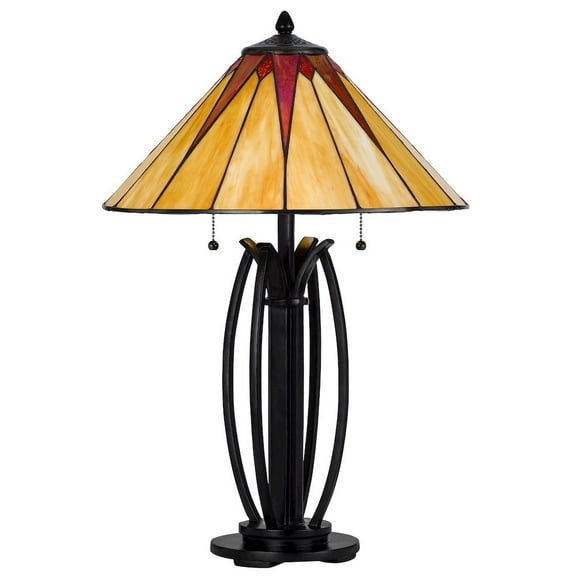 Cal Lighting 60W X 2 Metal/Resin Tiffany Table Lamp With Pull Chain Switches