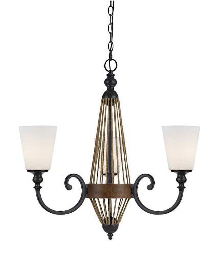 Cal Lighting 25.5" Tall Metal Chandelier in Metal Wood Finish-Color:Metal/Wood,Finish:Metal/Wood,Material:Glass,Shape:Round,Wattage:60WX3 - image 1 of 2
