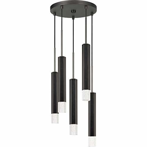 Cal Lighting 5-Light Aluminum Pendant with Glass Diffuser in Gunmetal Gray
