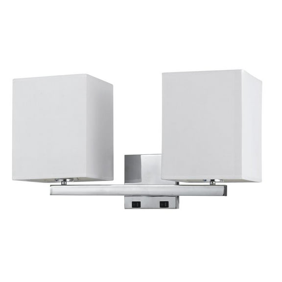 Cal Lighting 6" 2-light Metal Wall Lamp with Rocker Switch in White/Silver