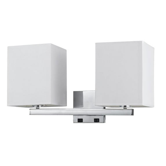 Cal Lighting 6" 2-light Metal Wall Lamp with Rocker Switch in White/Silver