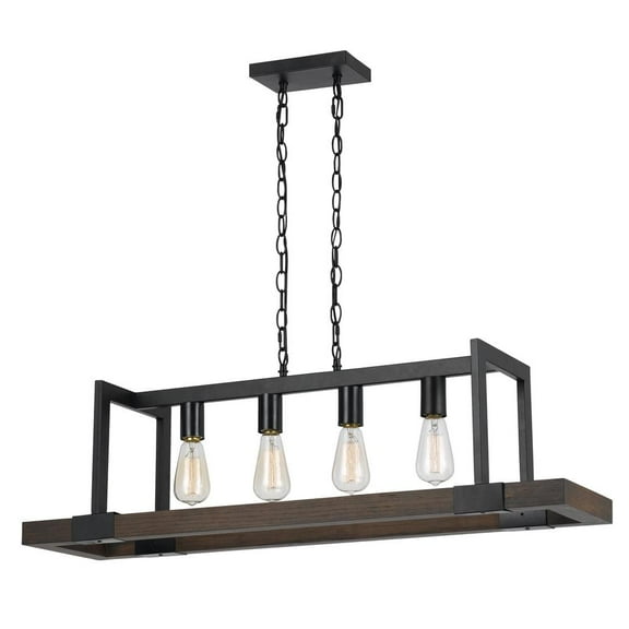 Cal Lighting 60W X 4 Antonio Wood Chandelier (Edison Bulbs Not Included)