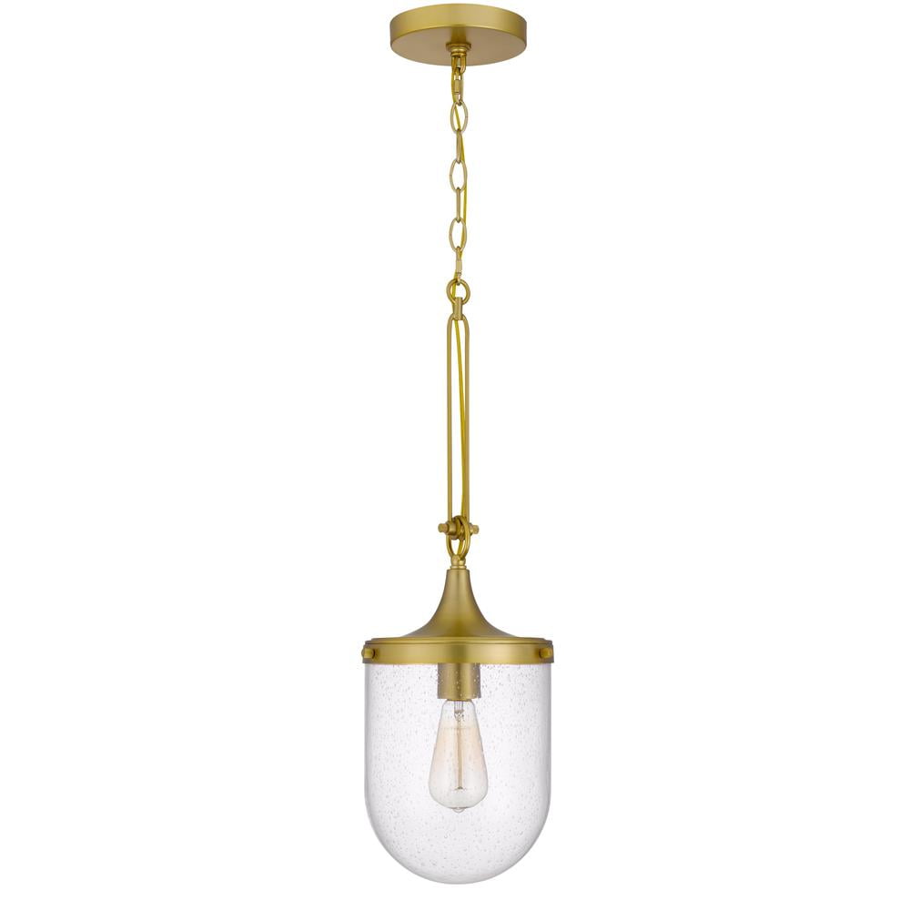 Antique Brass and Clear Glass Globe Pendant Light
