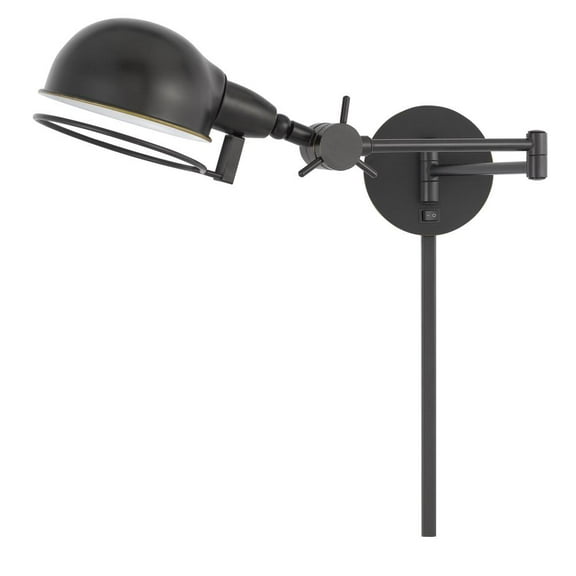 Cal Lighting 60W Linthal Swing Arm Wall Lamp With Adjustable Shade With 3 Ft Wire Cover
