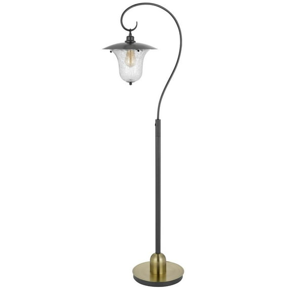 Cal Lighting 60W Walcott Downbridge Lantern Metal Floor Lamp With Bubbled Glass Shade