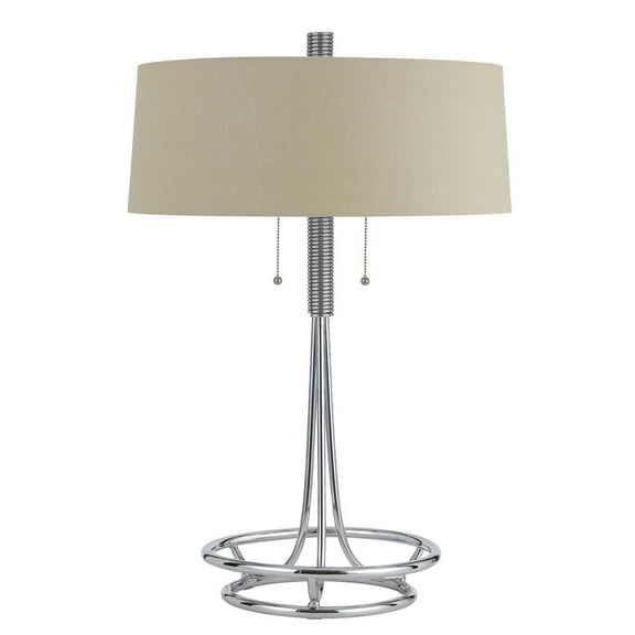 Cal Lighting 60W X 2 Leccemetal  Table Lamp With Burlap Shade
