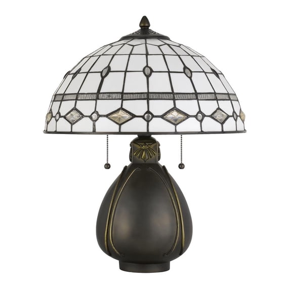 Cal Lighting 2-Light Resin and Glass Table Lamp in Dark Bronze