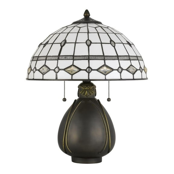 Cal Lighting 2-Light Resin and Glass Table Lamp in Dark Bronze